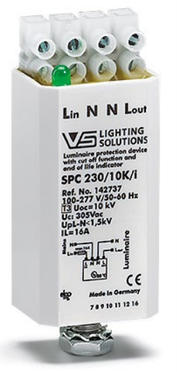 Luminaire based SPD  (source: Leuchtenschutzbausteine_EN.pdf (vossloh-schwabe.com))